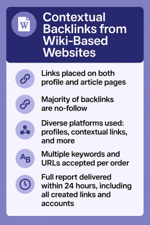Wiki Backlinks (Combination of Profiles and Articles) 1000 Links