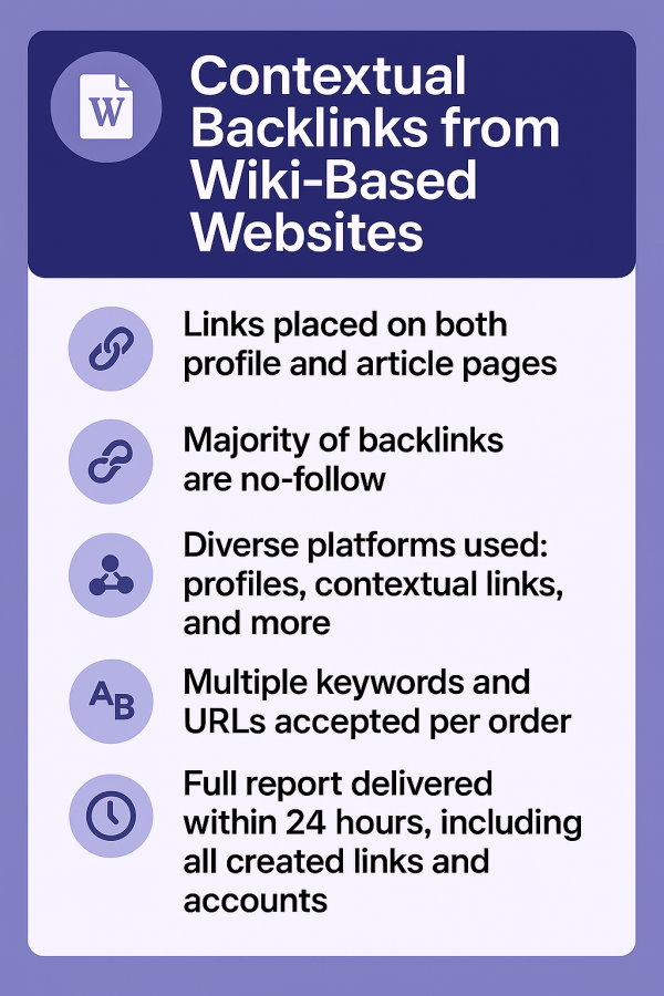 Wiki Backlinks (Combination of Profiles and Articles) 1000 Links